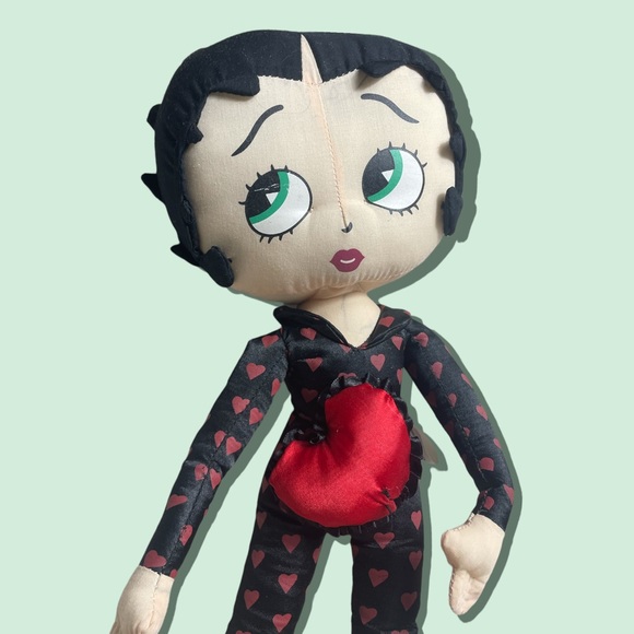 Vintage Heart Print Pajama Betty Boop Plush Stuffed Animal Toy 2005 - Picture 2 of 8